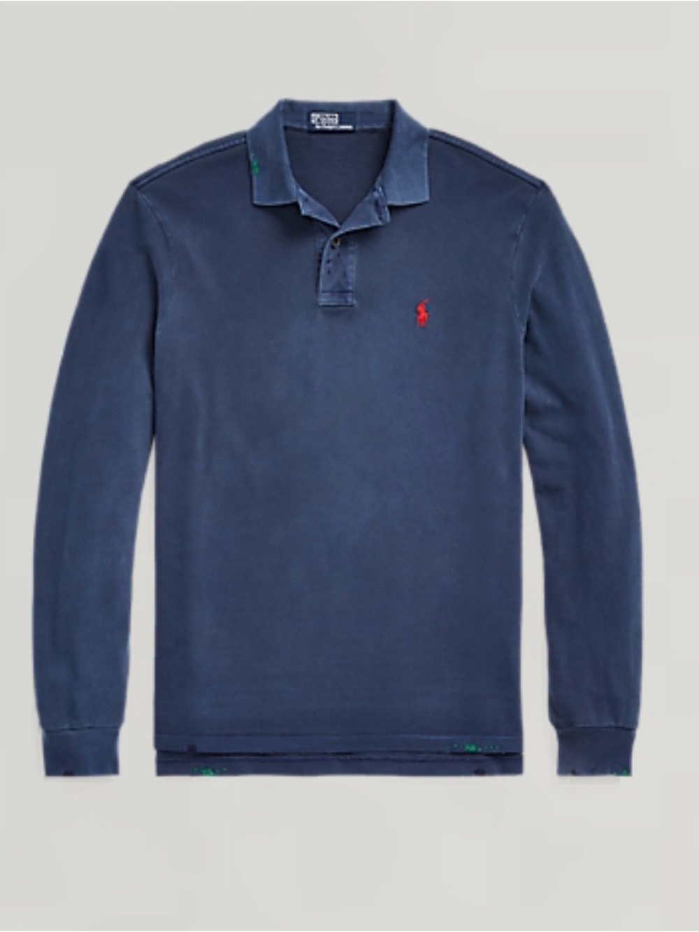 Polo Ralph Lauren Men's Classic Fit Garment Dyed Mesh Polo Long Sleeve Shirt LG